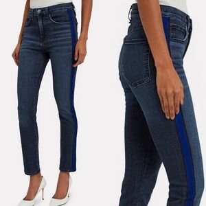 Veronica Beard Kate Tuxedo Stripe Skinny Jeans Bright Blue